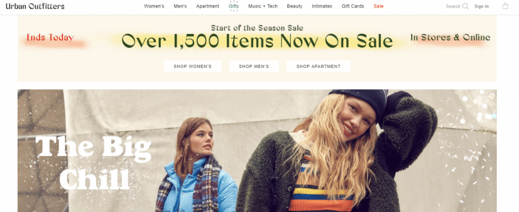 אורבן אאוטפיטרס. צילום מסך