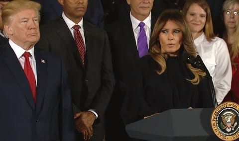 מלניה מדברת על המגפה באירוע בבית הלבן. צילום מסך: יוטיוב