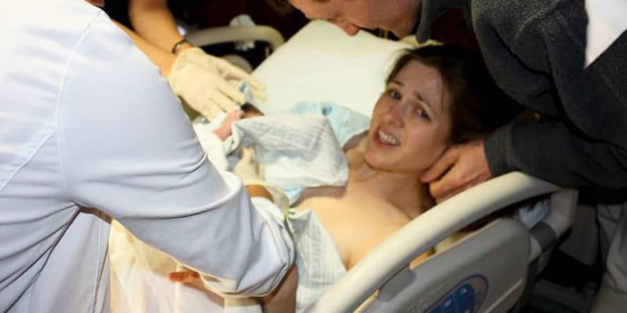 קרליין מלטסטה מיד לאחר הלידה