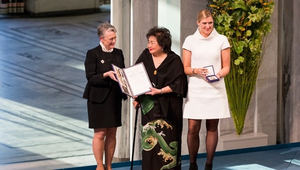 טקס חלוקת פרס נובל לקמפיין הבינלאומי לפירוז נשק גרעיני