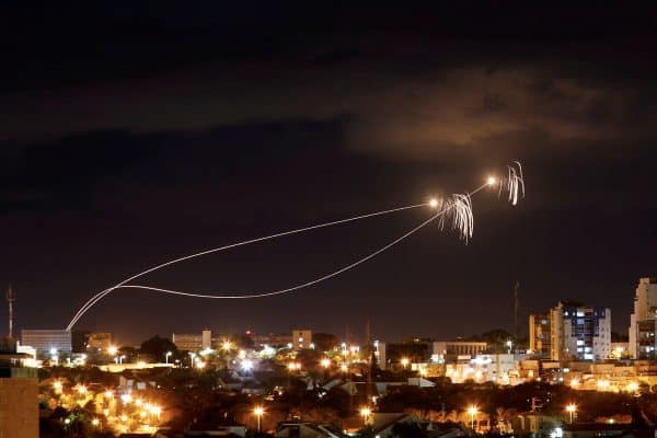 Iron Dome anti-missile system fires interception missiles as rockets are launched from Gaza towards Israel as seen from the city of Ashkelon, Israel October 27, 2018. Picture taken with long exposure. REUTERS/Amir Cohen TPX IMAGES OF THE DAY - RC154AC61A90