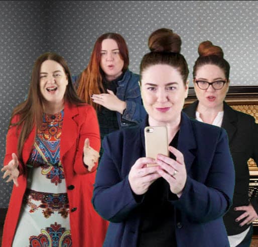 שביט והדמויות השונות במחזמר. צילום: אליו בן עמי, עיבוד: מירב שביט